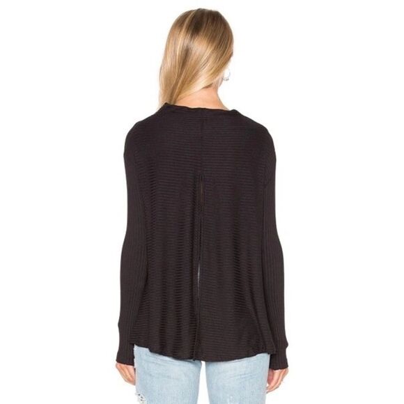 FREE People We the Free Lover Ribbed Split Back Pullover In Black Size XS - Picture 3 of 14